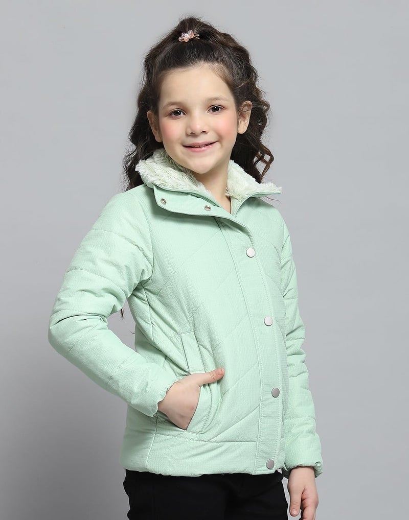Monte Carlo Girls Self Design Green Collar Neck Full Sleeve Jacket - Image 4