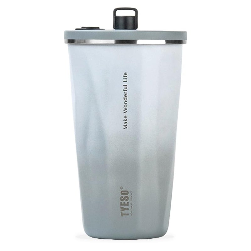 TYESO Travel Coffee Mug Tumbler with Lid and Retractable Straw  Insulated Stainless Steel Cold Brew Iced Coffee Cup Thermos  Gifts for Women Men Him Her  Voyager Collection  20oz Grey Gradient