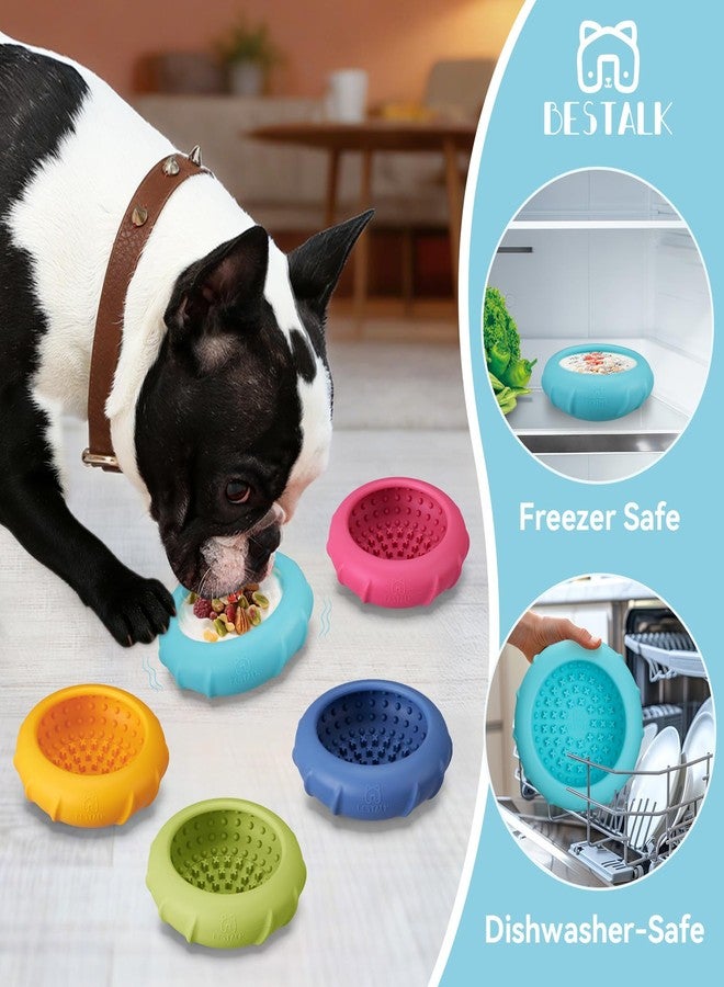 وعاء لعق للكلاب، وعاء Bestalk Wobbly Freeze، لعبة ألغاز لتخفيف القلق، مصنوعة من السيليكون الخالي من مادة BPA، آمنة للغسل في غسالة الصحون (أزرق مخضر، صغير) - Image 4