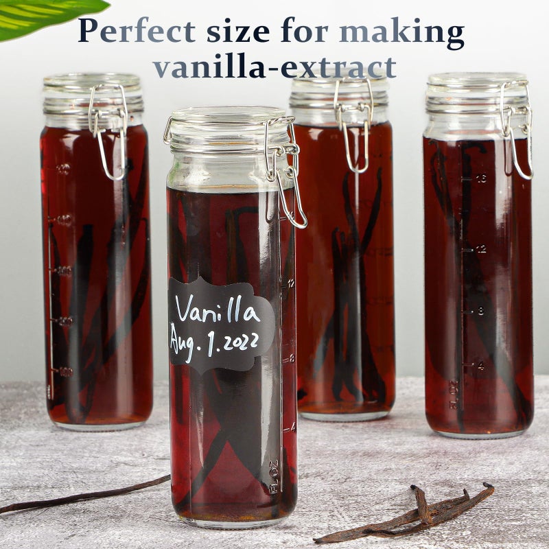 Folinstall 6 Pack 20 oz Tall Glass Jars with Airtight Lids for Vanilla Extract  Leak proof Glass Drinking Bottles(600ml) with Silicone Seal for Water  Juice  Milk  Ice tea - Image 2