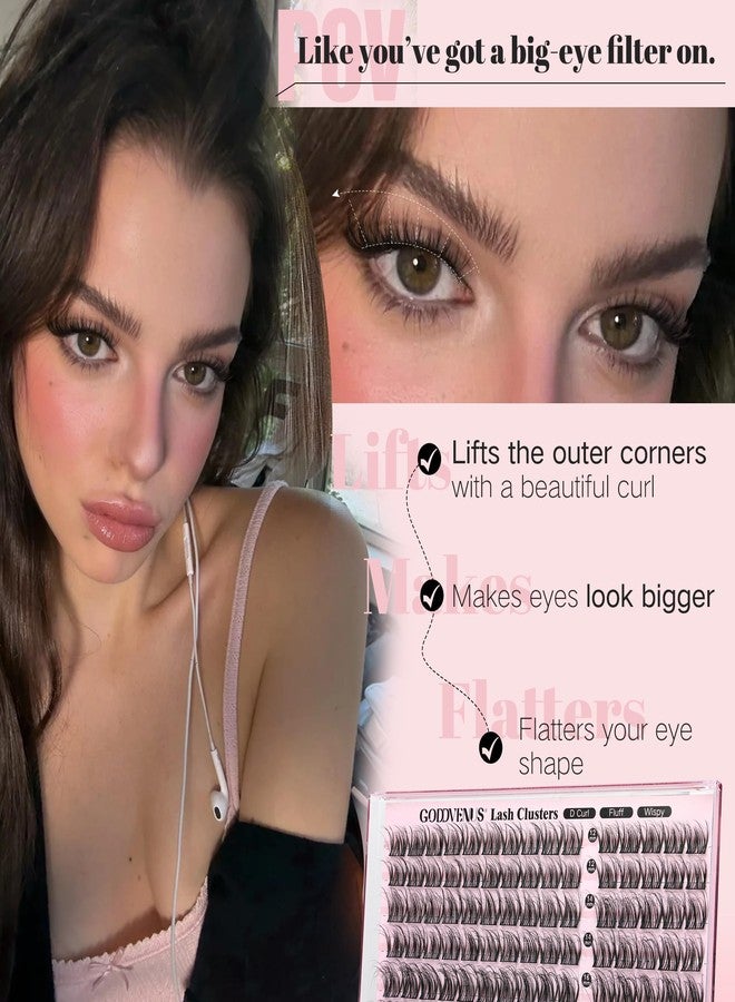 Goddvenus Wispy Lash Clusters Natural Eyelashes Clusters Fluffy Cluster Eyelash Extensions D Curl Individual Lash Extension 90pcs, 12-14-16mm False Eyelashes for DIY - Image 3