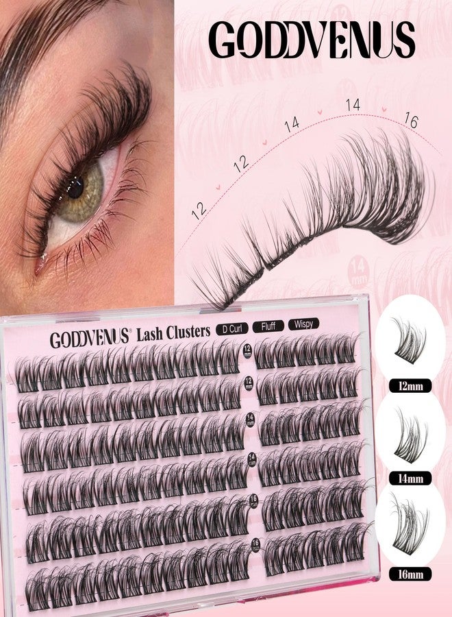 Goddvenus Wispy Lash Clusters Natural Eyelashes Clusters Fluffy Cluster Eyelash Extensions D Curl Individual Lash Extension 90pcs, 12-14-16mm False Eyelashes for DIY - Image 4