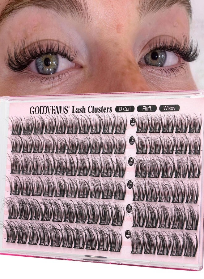 Goddvenus Wispy Lash Clusters Natural Eyelashes Clusters Fluffy Cluster Eyelash Extensions D Curl Individual Lash Extension 90pcs, 12-14-16mm False Eyelashes for DIY - Image 1
