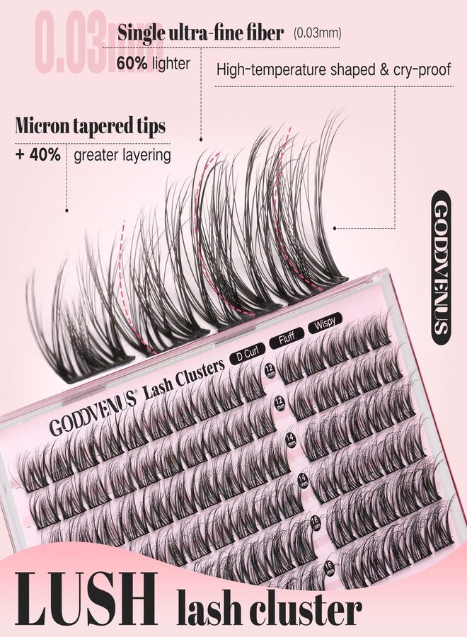 Goddvenus Wispy Lash Clusters Natural Eyelashes Clusters Fluffy Cluster Eyelash Extensions D Curl Individual Lash Extension 90pcs, 12-14-16mm False Eyelashes for DIY - Image 5