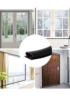 ELFSA Weather Stripping Door Seal Strip, 600cm Black D Shape Door Rubber Weather Seal Strip, Self-Adhesive Rubber Door Insulation Weather Strip, Sound Proof Door Strips for Door Frame Window  - Image 2