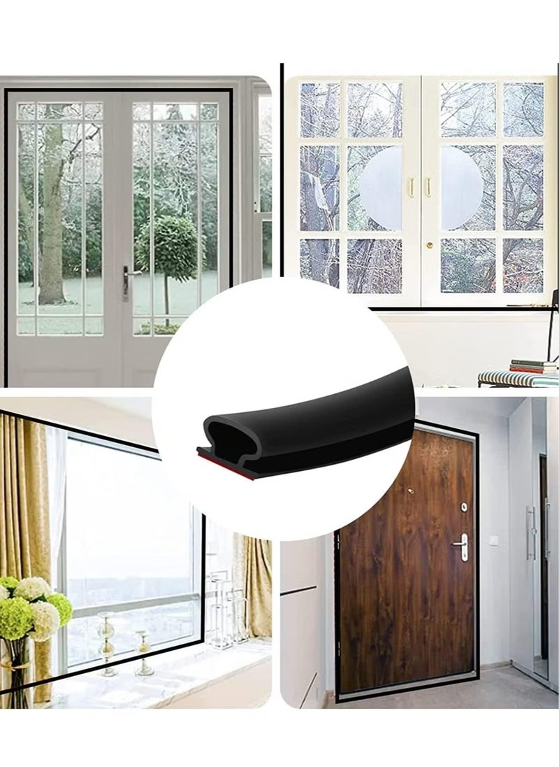 ELFSA Weather Stripping Door Seal Strip, 600cm Black D Shape Door Rubber Weather Seal Strip, Self-Adhesive Rubber Door Insulation Weather Strip, Sound Proof Door Strips for Door Frame Window  - Image 2
