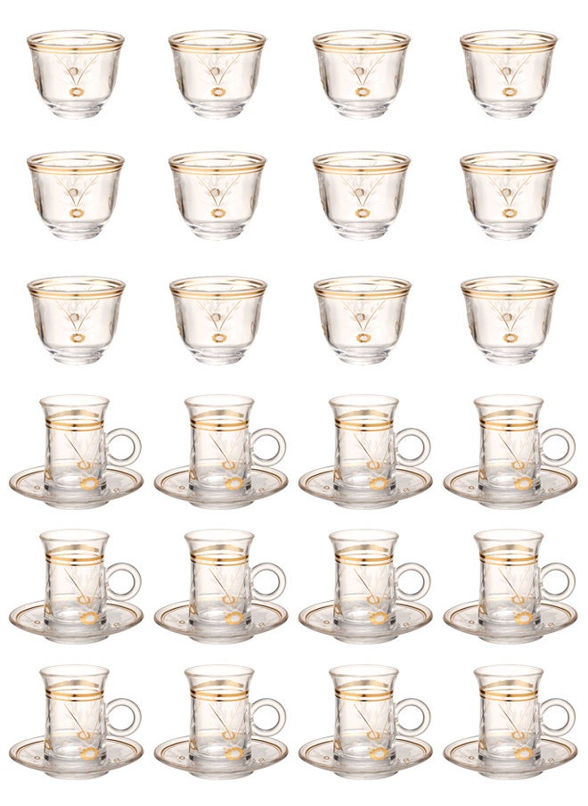 36-Piece Tea & Coffee Glass Set Clear/Gold, Serve for 12 