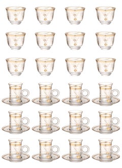 Dove 36-Piece Tea & Coffee Glass Set Clear/Gold, Serve for 12  - Image 1