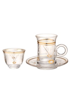 Dove 36-Piece Tea & Coffee Glass Set Clear/Gold, Serve for 12  - Image 2