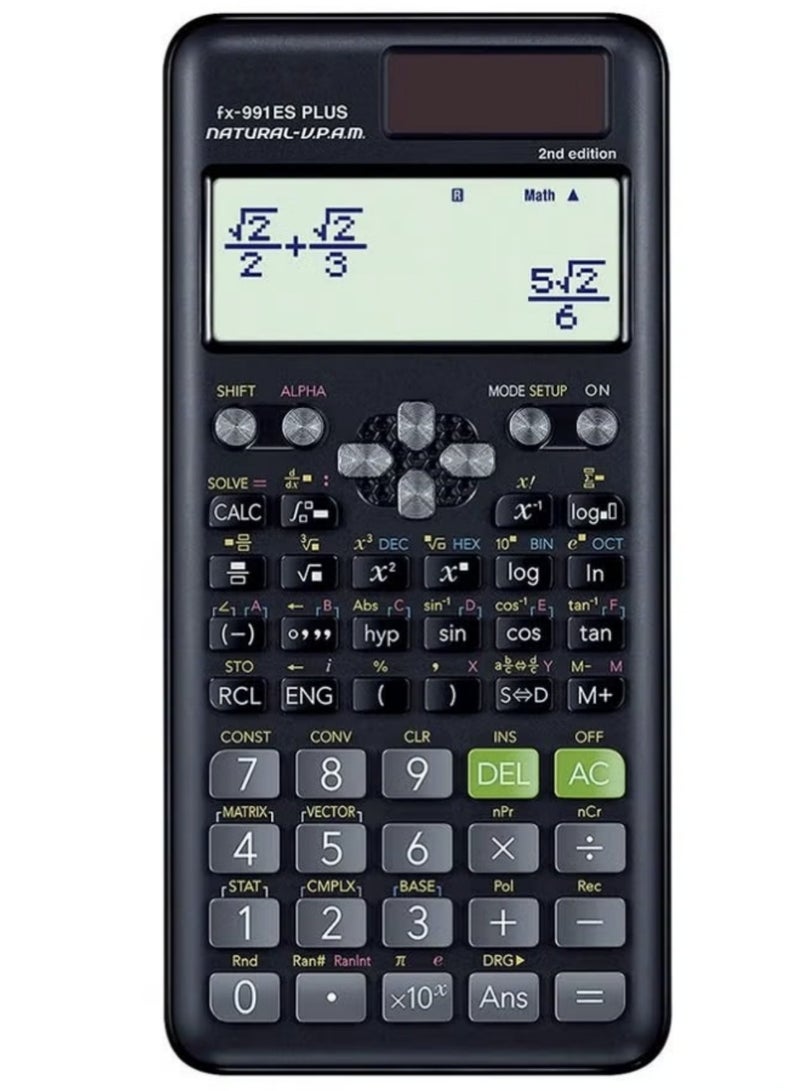 الآلة الحاسبة العلمية Fx-991Es Plus الإصدار الثاني باللون الأسود - Image 1