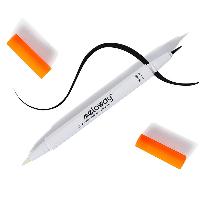 MELOWAY your way eyeliner + remover, 2-in-1 Liquid Eyeliner + Makeup Remover pen super black for easiest application. creates mistake-proof perfect lines for cat eyes, dropped flick, smoky, winged - Image 1