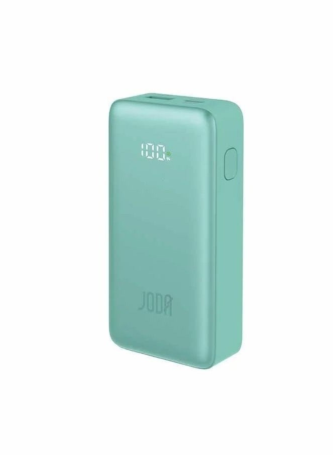 جودا باور بانك بسعة 10000مللي أمبير وقدرة 30 واط PD يوفّر شحن سريع وفعّال للأجهزة الذكية. مزود بمنفذين USB-C وUSB-A مع شاشة LED لعرض مستوى الشحن، بتصميم أنيق وسهل الحمل. - Image 1