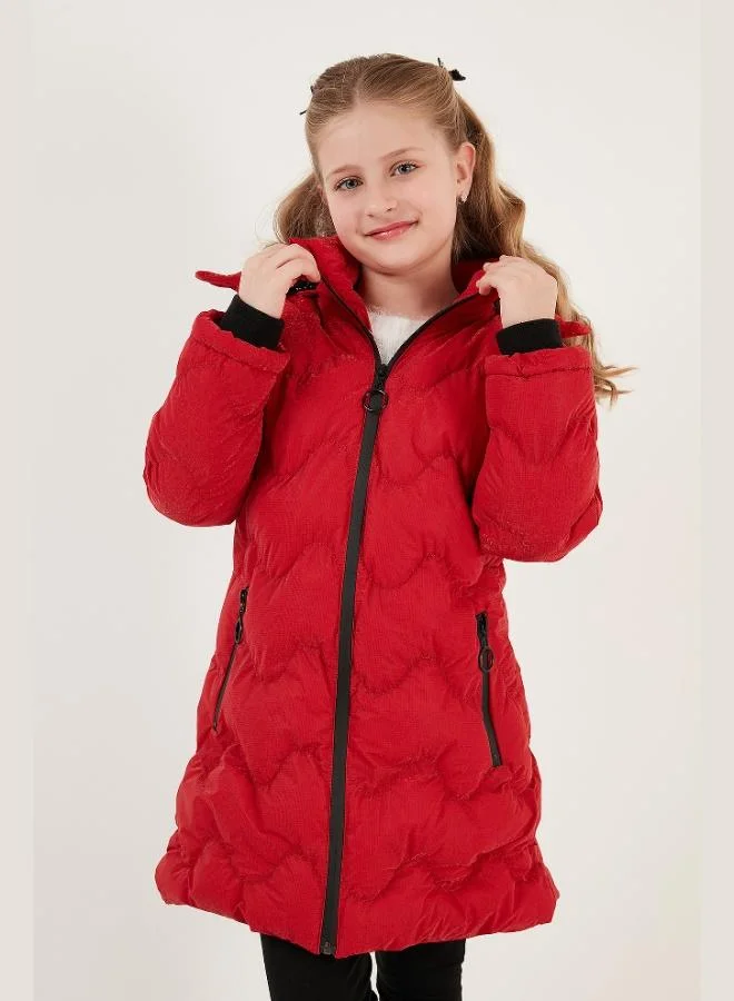 Lela Lela Plush Lined Collar Faux Fur Detachable Hooded Winter Coat Girl's COAT 5761905