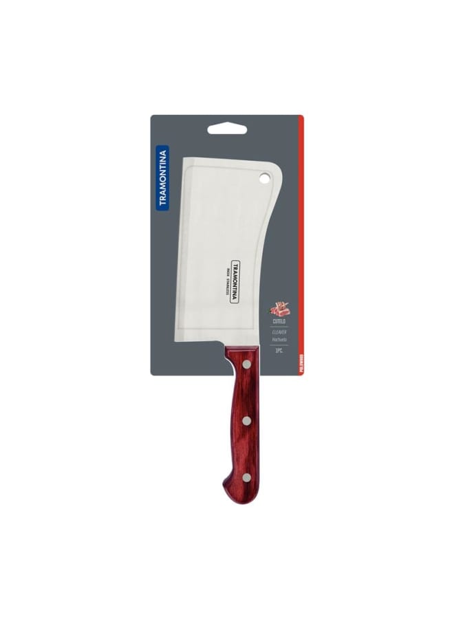 TRAMONTINA TRAMONTINA 6 Inch Cleaver, Heavy-Duty Stainless Steel Blade with Polywood Handle, Ideal for Meat Cutting and Chopping, Silver and Brown, Durable and Long-Lasting Design  - Image 3