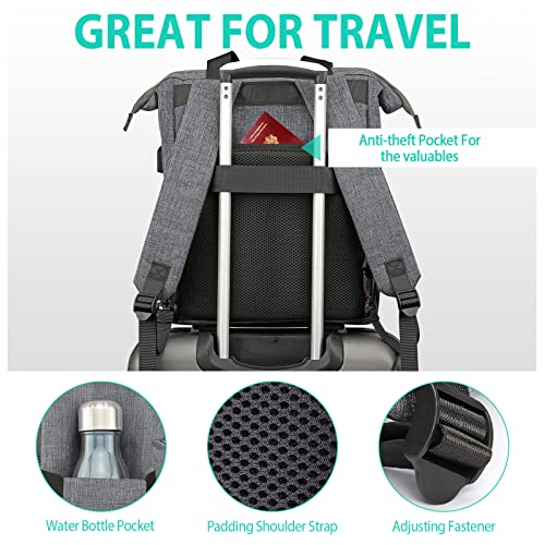 Kuosdaz Backpack for Women Men, Large Wide Open School Backpacks for Boys Girls, Water Resistant College Bookbag Fit 15.6 Inch Notebook, Grey - Image 5