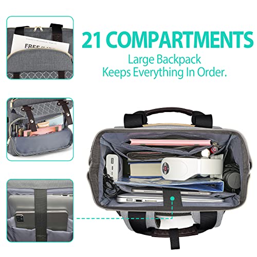 Kuosdaz Backpack for Women Men, Large Wide Open School Backpacks for Boys Girls, Water Resistant College Bookbag Fit 15.6 Inch Notebook, Grey - Image 2