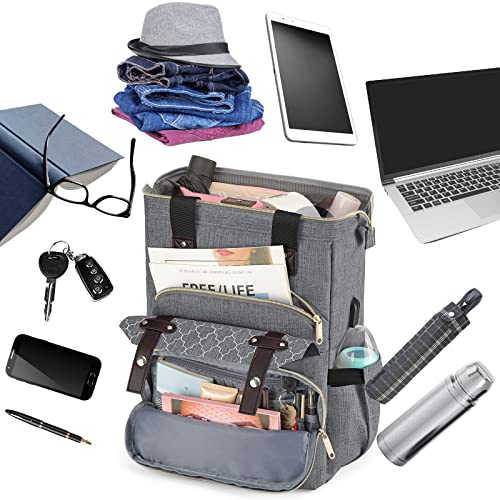 Kuosdaz Backpack for Women Men, Large Wide Open School Backpacks for Boys Girls, Water Resistant College Bookbag Fit 15.6 Inch Notebook, Grey - Image 3