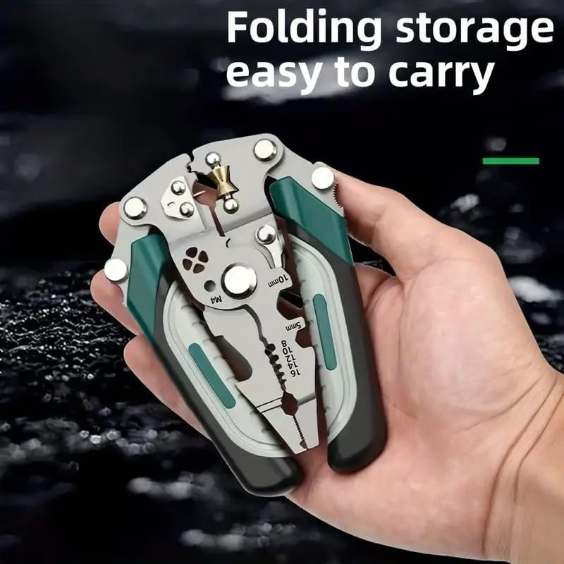 ELMVIA Multifunction Stainless Steel Wire Crimping Tool, Wire Cutter, Wire Crimper, Cable Stripper, Wiring Tools and Multi-Function Hand Tool (Green Wire Stripper) - Image 2