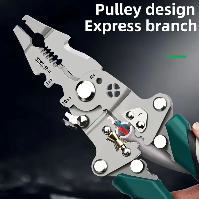 ELMVIA Multifunction Stainless Steel Wire Crimping Tool, Wire Cutter, Wire Crimper, Cable Stripper, Wiring Tools and Multi-Function Hand Tool (Green Wire Stripper) - Image 5