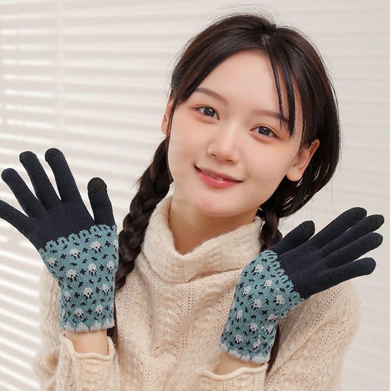 Ralcosuss Winter Touch Screen Gloves for Women Cable Knit Wool Fleece Lined Texting Mittens Gold Weather Warm Sport Glove - Image 4