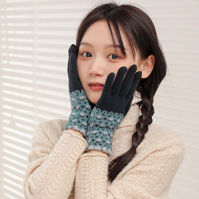 Ralcosuss Winter Touch Screen Gloves for Women Cable Knit Wool Fleece Lined Texting Mittens Gold Weather Warm Sport Glove - Image 3