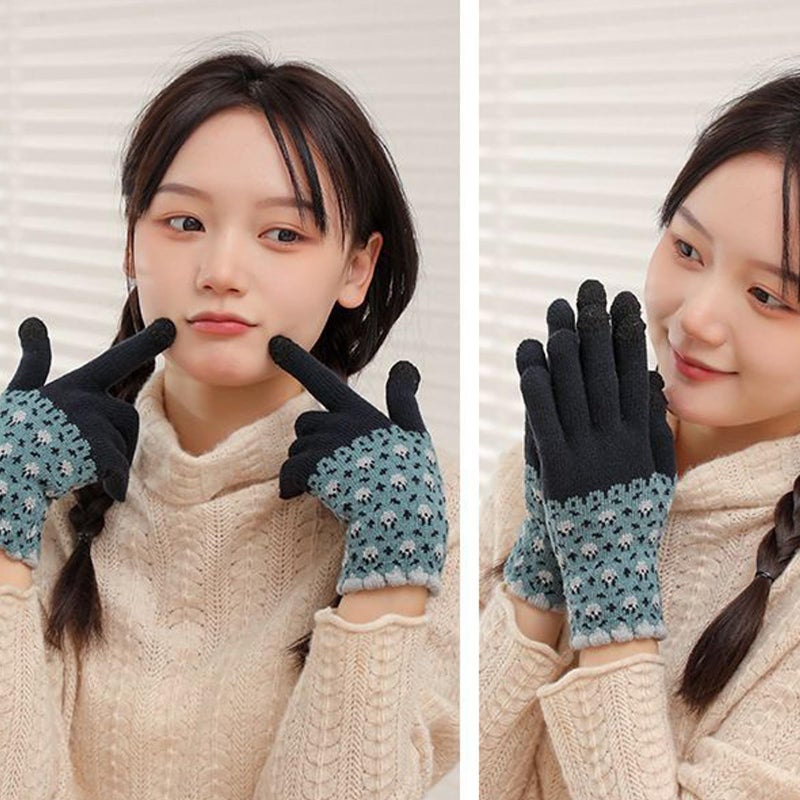 Ralcosuss Winter Touch Screen Gloves for Women Cable Knit Wool Fleece Lined Texting Mittens Gold Weather Warm Sport Glove - Image 2