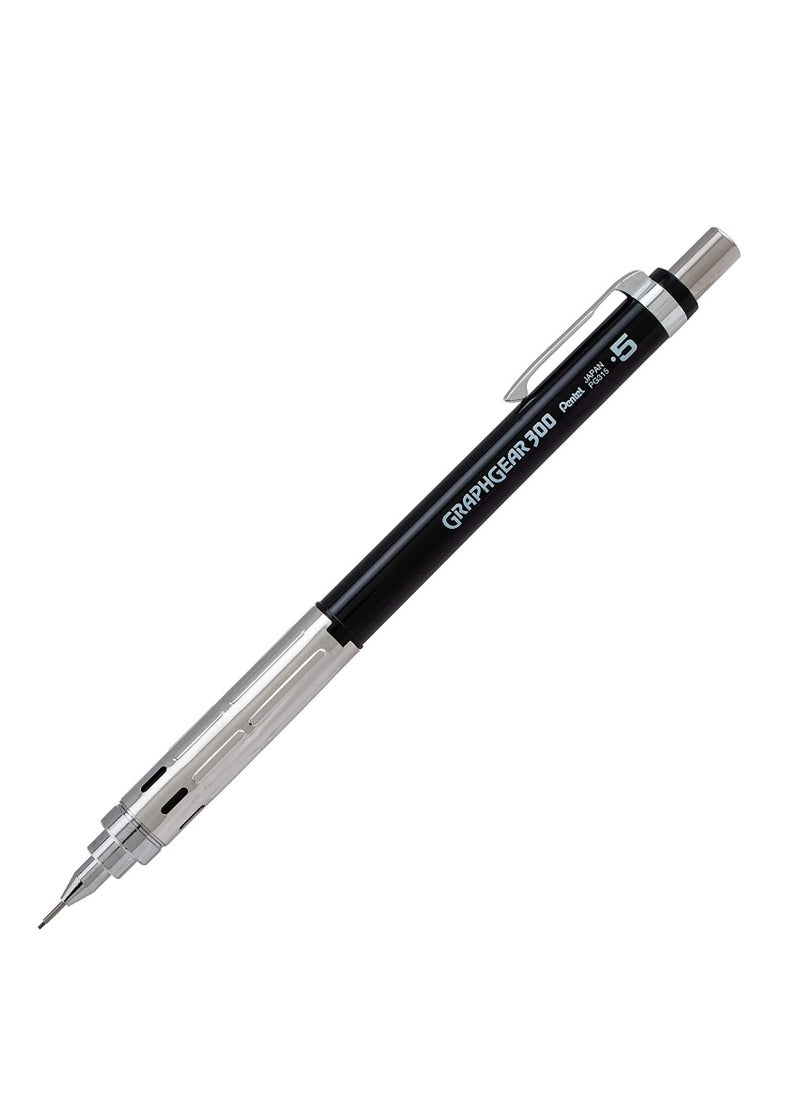 Pentel 1-Piece Graph Gear 300 Mechanical Pencil 0.5mm Tip Black Barrel  - Image 1