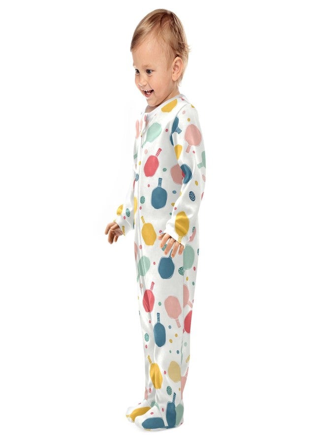 Dussdil Pink Blue Orange Pickleball Balls Paddle Baby One-Piece Footies Newborn Rompers Pajamas Cotton Footed Pjs for Sleep Play Boys Girls 3M - Image 4