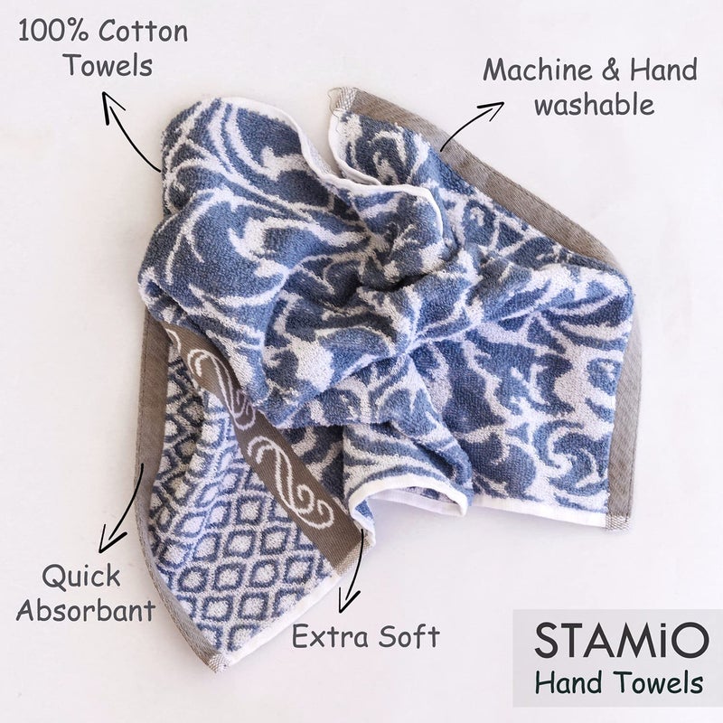 STAMIO مجموعة من 4 مناشف يد قطنية STAMIO بوزن 490 GSM، 40 × 60 سم للرجال، النساء، الاستخدام المنزلي، الصالة الرياضية، حوض الغسيل. رياضة، تمرين | ناعمة، ماصة، سريعة الجفاف، بحجم كبير | متعددة الألوان - Image 4