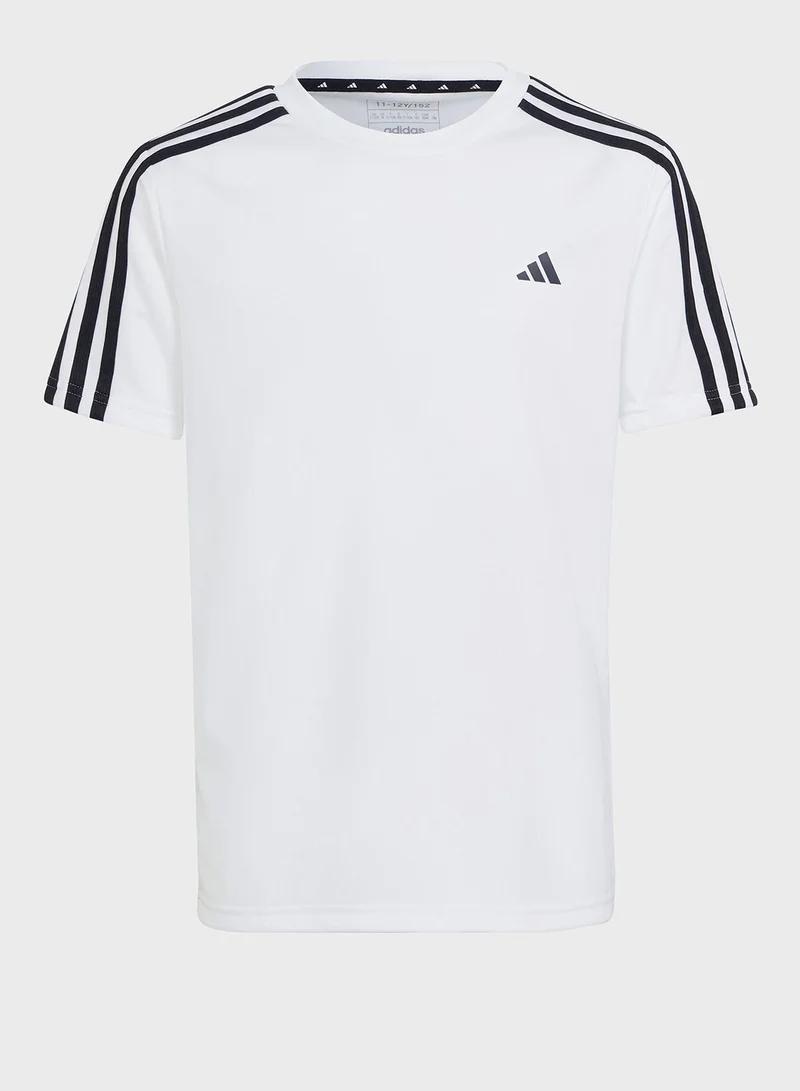 adidas طقم أساسي للتدريب مزود بتقنية أيروريدي ومزين ب 3 خطوط