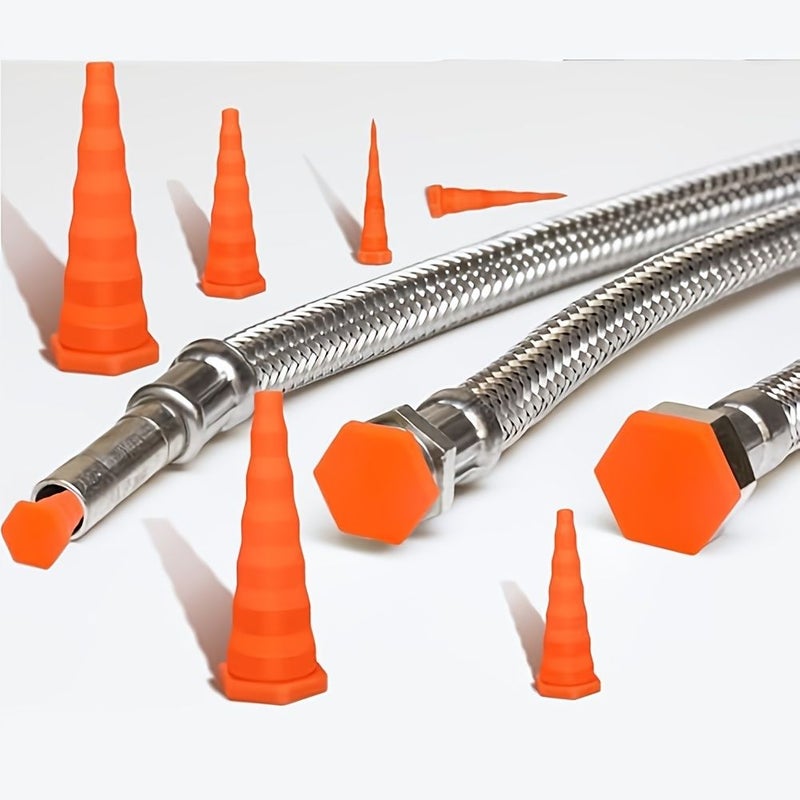 Orange Silicone Cone Plugs Set 1 Large 2 Medium 5 Small for Hydraulic Oil Leak Prevention - Image 2