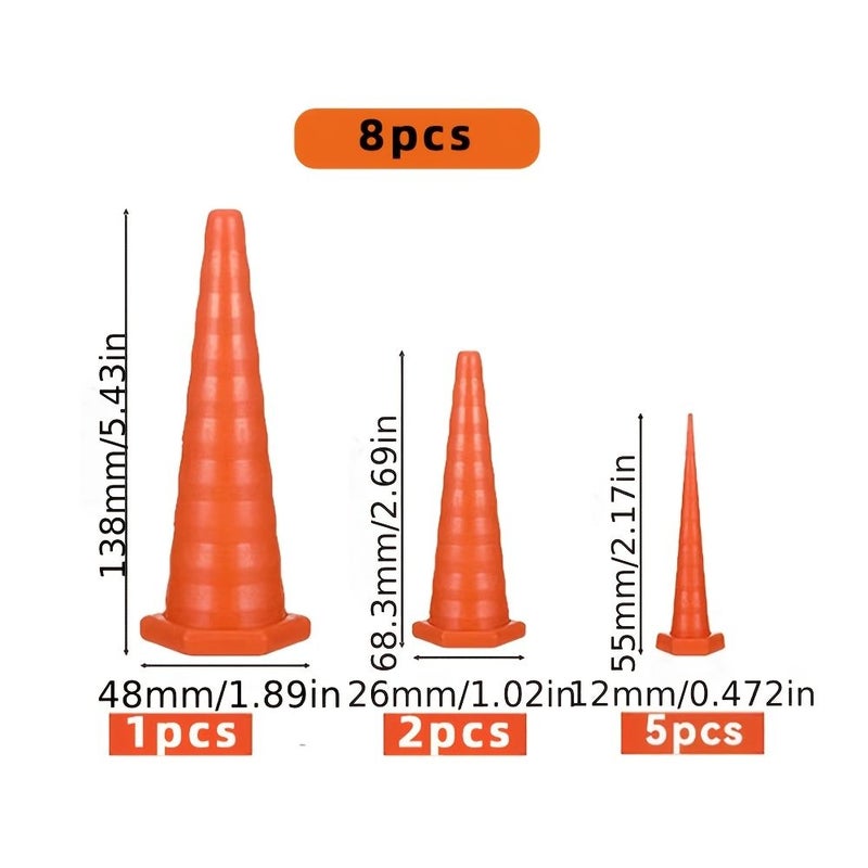 Orange Silicone Cone Plugs Set 1 Large 2 Medium 5 Small for Hydraulic Oil Leak Prevention - Image 3