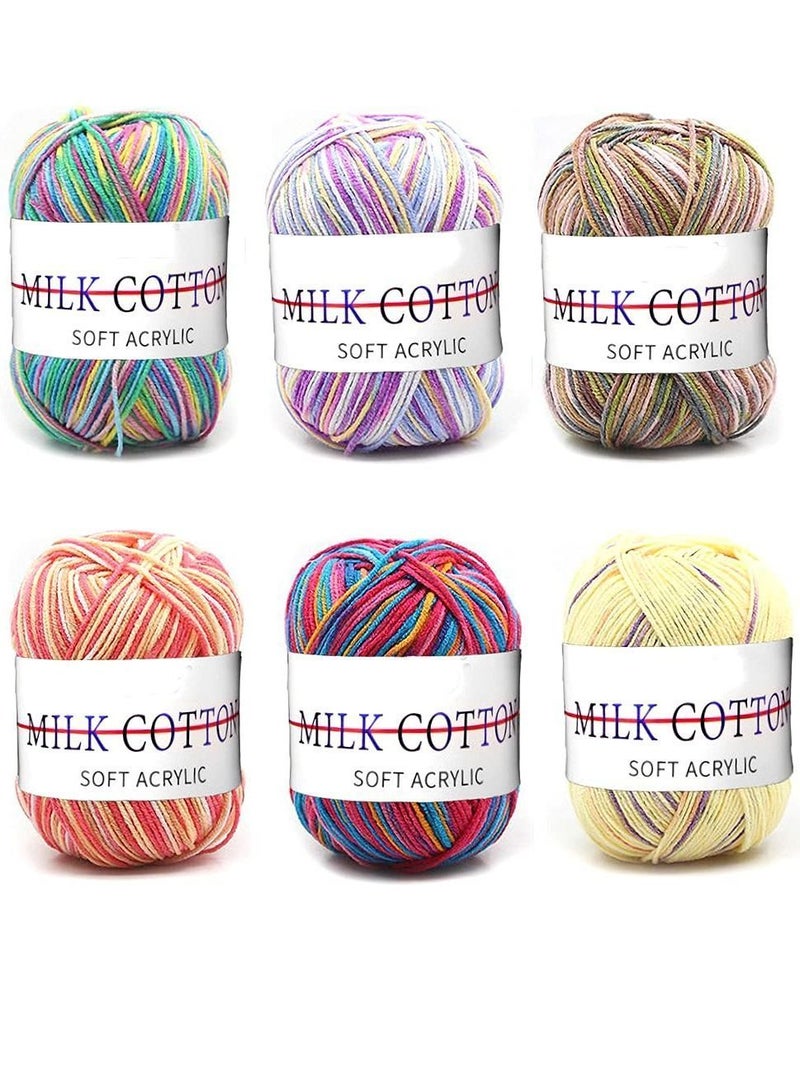 Y&D Crochet Yarn Multicolored, 6Pcs Acrylic Soft Hand Knitting for and Crafts, Great Garments, Sweaters, Scarves, Hats, Craft Projects - Image 1
