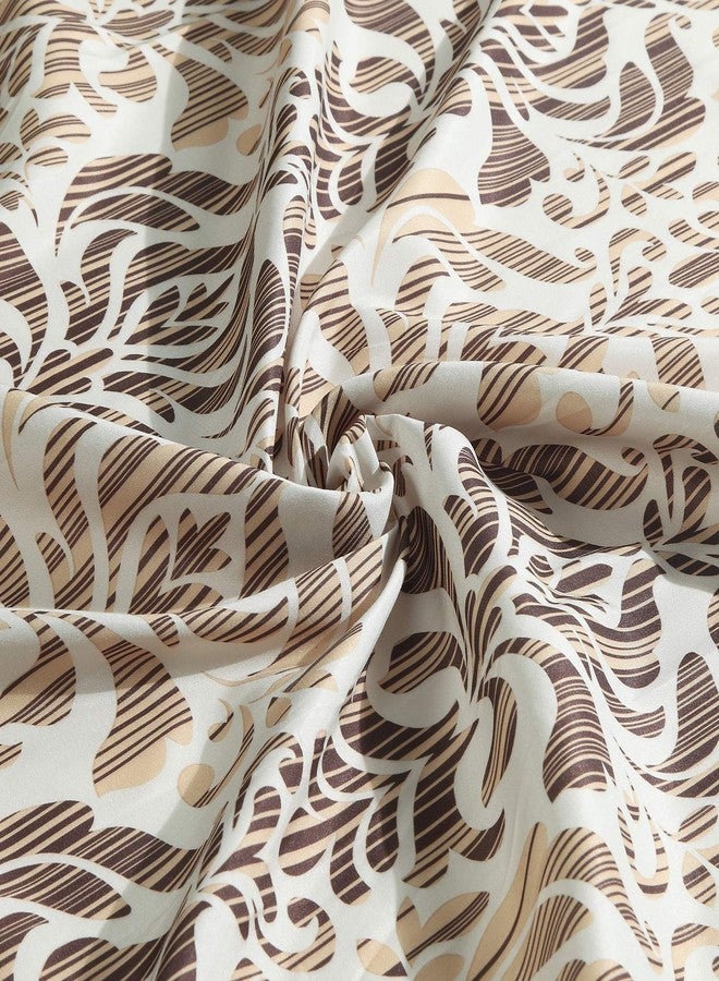 BESTRIPES Brown Fabric Shower Curtain, Tan and Golden Printed Boho Paisley Damask Pattern Shower Curtains for Bathroom, Waterproof Bathroom Curtains, 72" W x 72" H - Image 2
