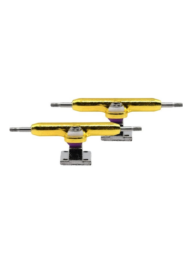 Teak Tuning Prodigy Pro Inverted Fingerboard Trucks with Gold Colored Locknuts & Urethane Tuning, Gold Colorway - 34mm Width - Inverted Kingpin, Solid Axle Style - Tuned & Assembled - Image 1