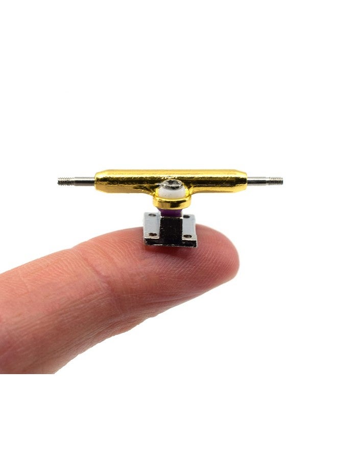 Teak Tuning Prodigy Pro Inverted Fingerboard Trucks with Gold Colored Locknuts & Urethane Tuning, Gold Colorway - 34mm Width - Inverted Kingpin, Solid Axle Style - Tuned & Assembled - Image 2