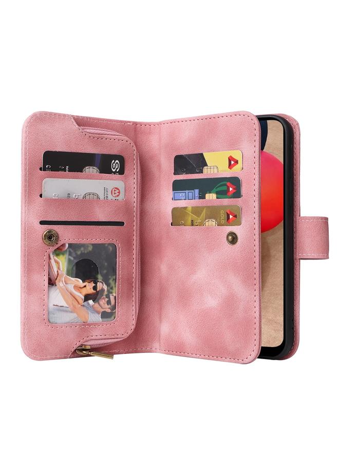 اس-توب جراب لهاتف Samsung Galaxy A02s إصدار الاتحاد الأوروبي متعدد الوظائف بفتحة للبطاقات وسحاب ومحفظة جلدية لهاتف - Image 4