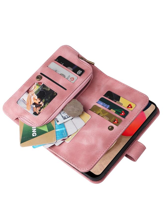 اس-توب جراب لهاتف Samsung Galaxy A02s إصدار الاتحاد الأوروبي متعدد الوظائف بفتحة للبطاقات وسحاب ومحفظة جلدية لهاتف - Image 5