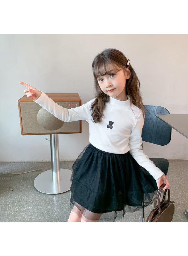 Zuoxi Girls' Base Layer Long Sleeve T-shirt, School Uniform Essential, Semi-turtle Neck Innerwear For Big Kids, Spring/autumn Children's Wear - Image 4