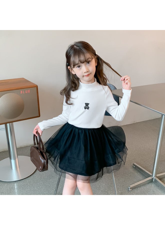 Zuoxi Girls' Base Layer Long Sleeve T-shirt, School Uniform Essential, Semi-turtle Neck Innerwear For Big Kids, Spring/autumn Children's Wear - Image 5