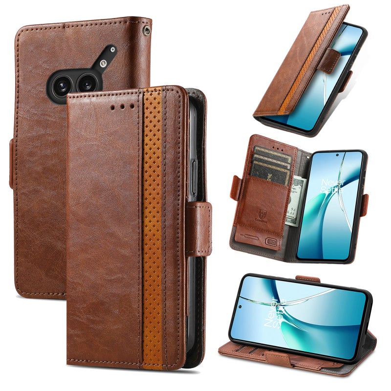 HuHa Protective Cover For Nothing Phone 2a Plus CaseNeo Splicing Dual Magnetic Buckle Leather Phone Case(Brown) - Image 1