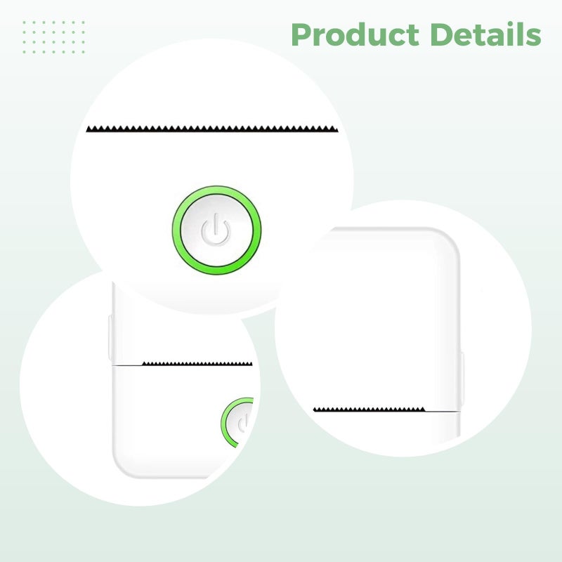 Inkless Wireless Thermal Mini Portable Sticker Printer White with Paper Pens for Students - Image 3
