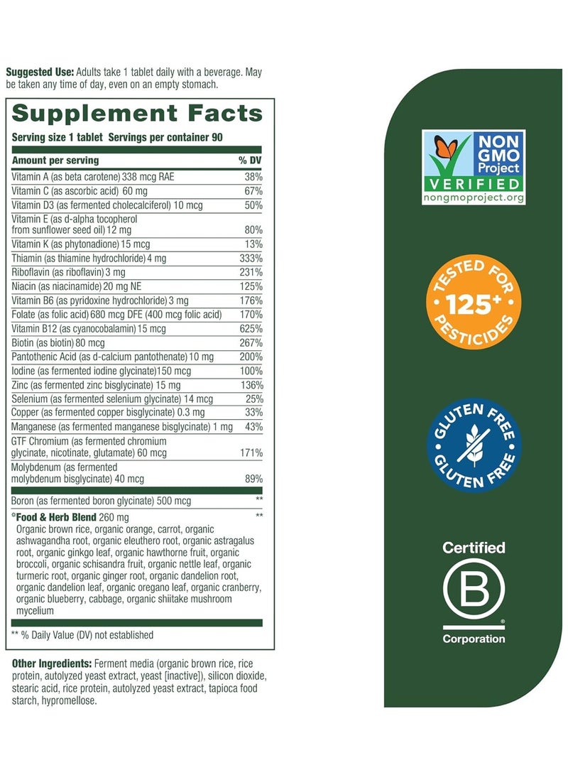 MegaFood One Daily Multivitamin, Immune Support , 21 Nutrients Plus Real Food, MEN'S 40+ • Muscle Health • Bone Health • Energy Metabolism, Dietary Supplement, 90 Tablets | 90 Servings - Image 2