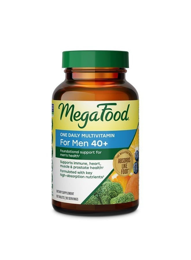 MegaFood One Daily Multivitamin for Men 40+ with 21 Nutrients, 90 Tablets,Immune Support, Heart, Muscle & Prostate Health, Methylated B12, Methylfolate, Vitamin D3, C & Zinc, Vegetarian, 90 Servings - Image 1