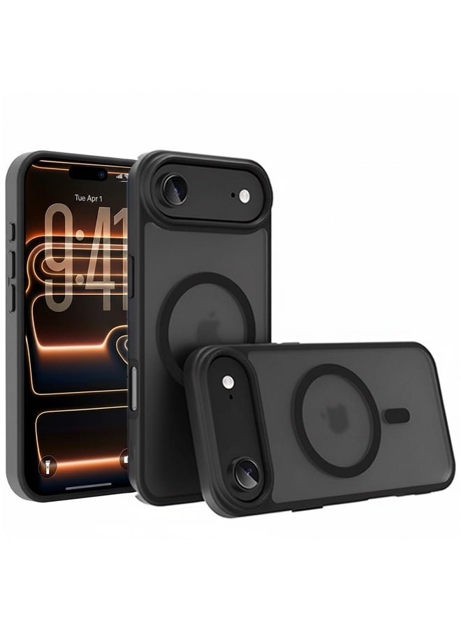 ريتي غطاء ايفون 17 اير المغناطيسي – أسود مطفي مقاوم للصدمات، نحيف، قبضة مريحة مقاومة للانزلاق، متوافق مع MagSafe، حماية من الصدمات والكاميرا والشاشة، غطاء هاتف متين - Image 1