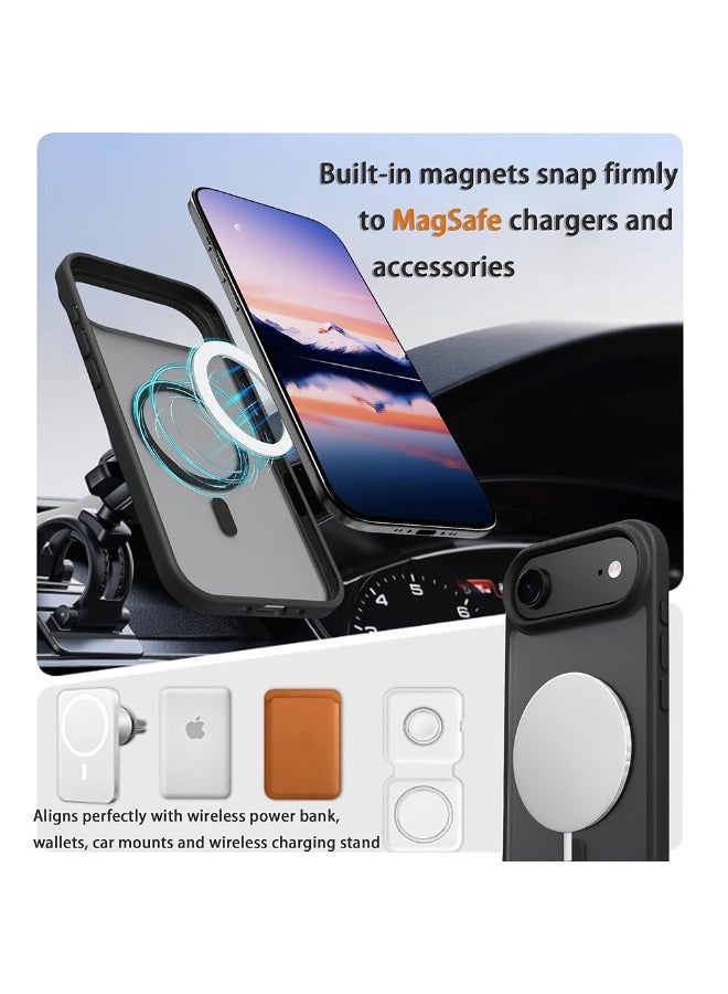 ريتي غطاء ايفون 17 اير المغناطيسي – أسود مطفي مقاوم للصدمات، نحيف، قبضة مريحة مقاومة للانزلاق، متوافق مع MagSafe، حماية من الصدمات والكاميرا والشاشة، غطاء هاتف متين - Image 4