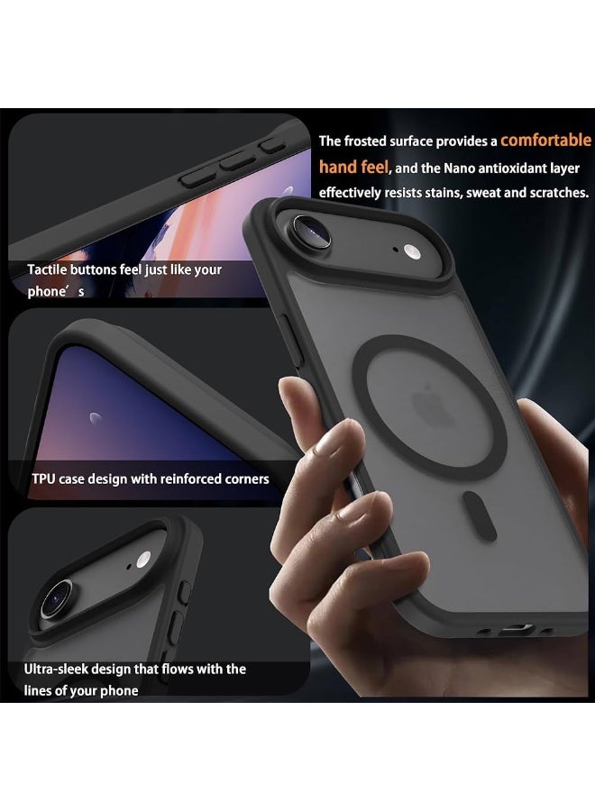 ريتي غطاء ايفون 17 اير المغناطيسي – أسود مطفي مقاوم للصدمات، نحيف، قبضة مريحة مقاومة للانزلاق، متوافق مع MagSafe، حماية من الصدمات والكاميرا والشاشة، غطاء هاتف متين - Image 3