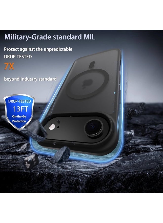 ريتي غطاء ايفون 17 اير المغناطيسي – أسود مطفي مقاوم للصدمات، نحيف، قبضة مريحة مقاومة للانزلاق، متوافق مع MagSafe، حماية من الصدمات والكاميرا والشاشة، غطاء هاتف متين - Image 2