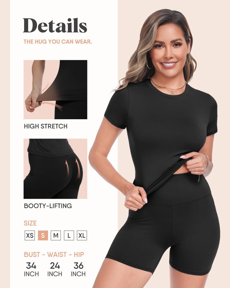 ZOOSIXX Two Piece Workout Sets for Women - Summer Outfits 2 Piece Short Gym Sets Casual Lounge Vacation Matching Clothing Black - Image 3