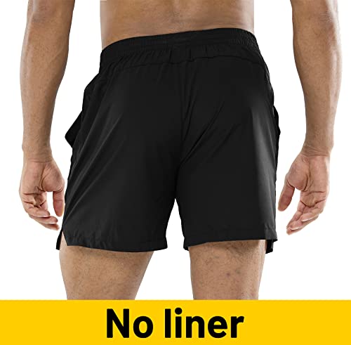 MIER Men's Workout Running Shorts Quick Dry Active 5 Inches Shorts with Pockets, Lightweight and Breathable, Black, L - Image 5